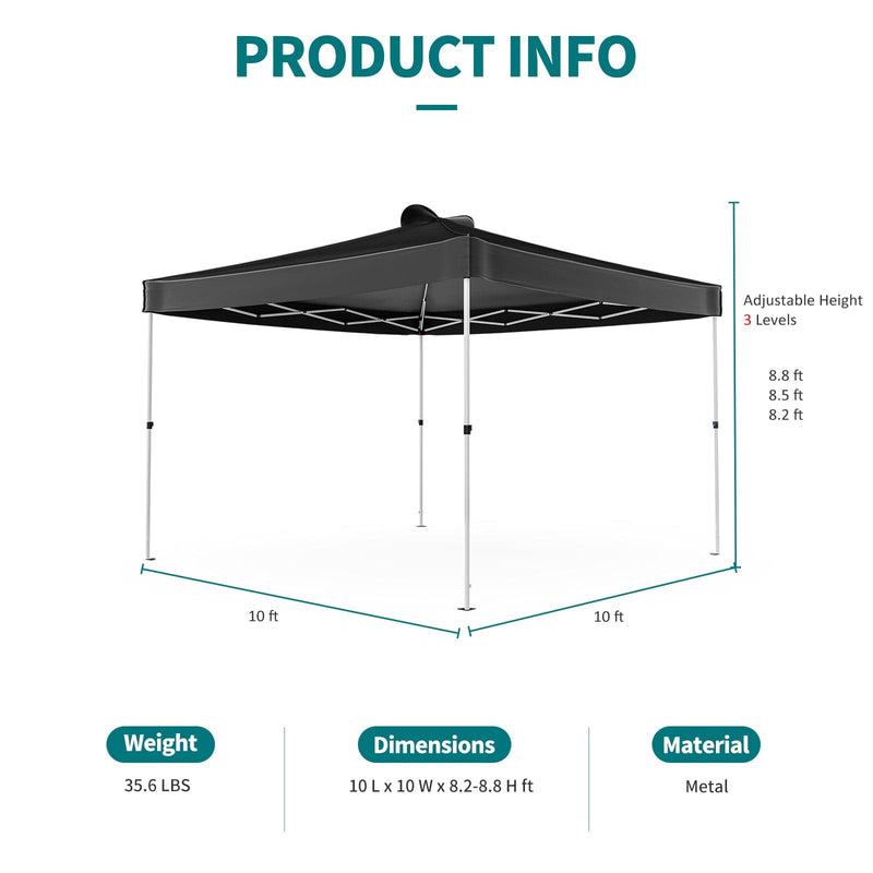 JOINATRE 10 x 10 FT Pop Up Canopy black