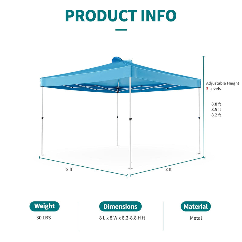 JOINATRE 8 x 8 FT Pop Up Canopy blue