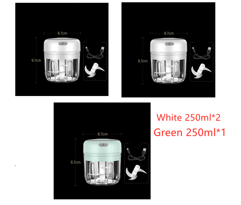 2White1Green Mini Small Wireless Electric Garlic Masher Vegetable Cutters