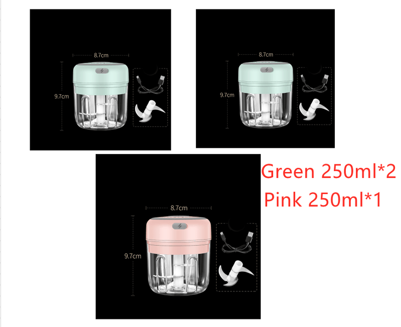 2Green1Pink Mini Small Wireless Electric Garlic Masher Vegetable Cutters