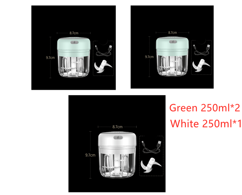 2Green1White Mini Small Wireless Electric Garlic Masher Vegetable Cutters