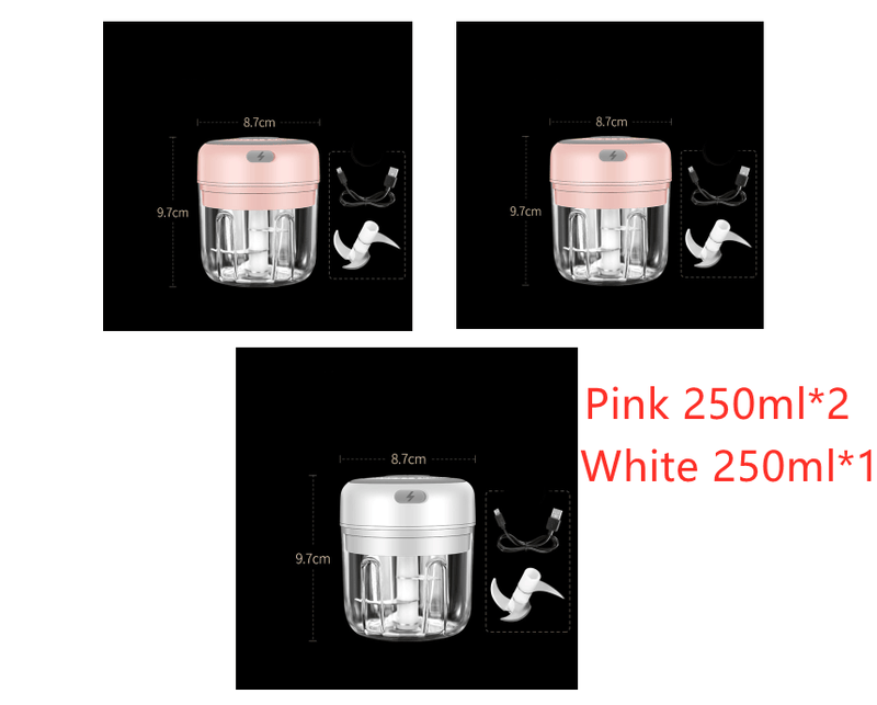 2Pink1White Mini Small Wireless Electric Garlic Masher Vegetable Cutters