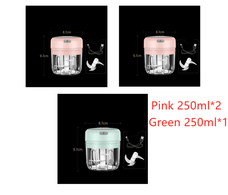2Pink1Green Mini Small Wireless Electric Garlic Masher Vegetable Cutters