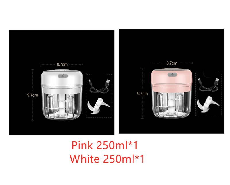 1Pink1White Mini Small Wireless Electric Garlic Masher Vegetable Cutters