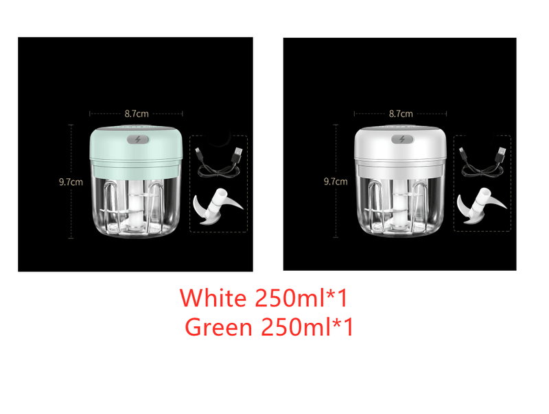 1White1Green Mini Small Wireless Electric Garlic Masher Vegetable Cutters