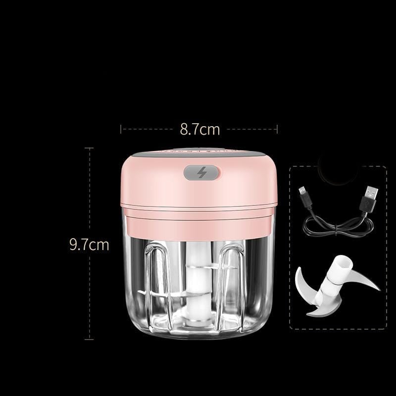 Pink 250ml Mini Small Wireless Electric Garlic Masher Vegetable Cutters