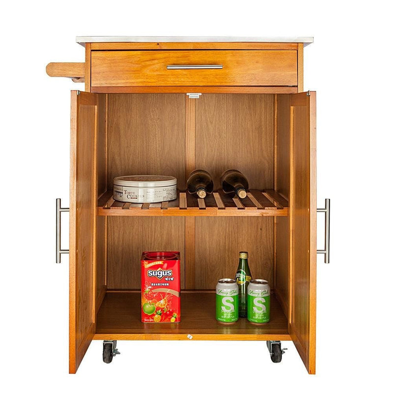 Moveable Kitchen Cart with Stainless Steel Table Top