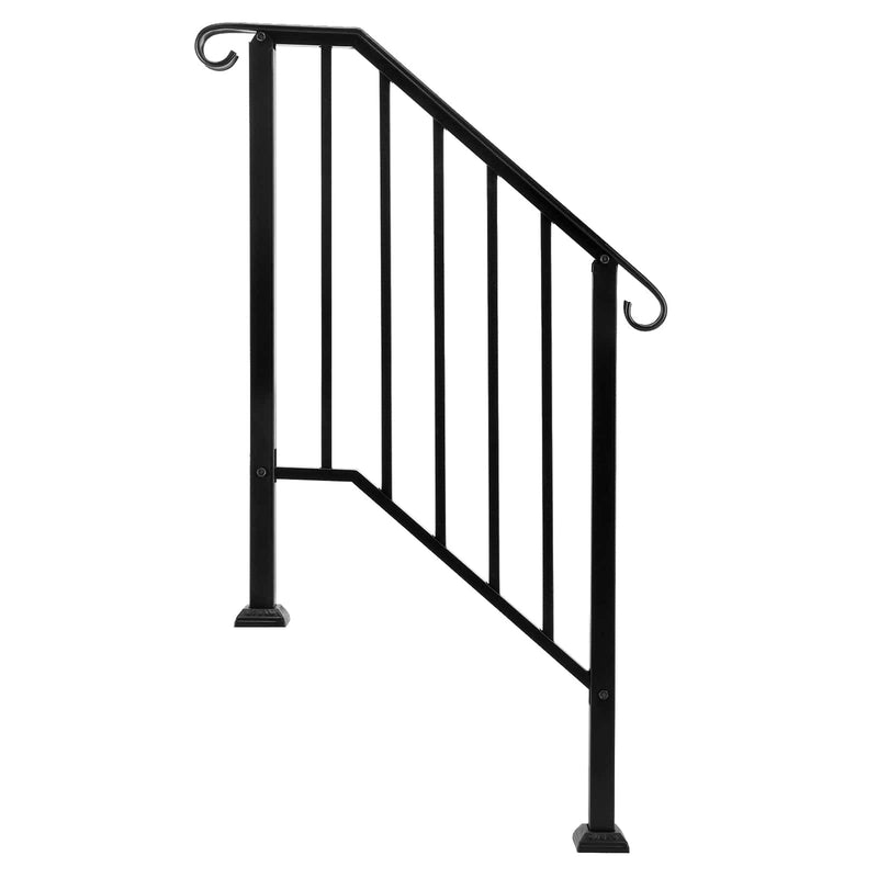 Matte Black Outdoor 2-Step Iron Handrail