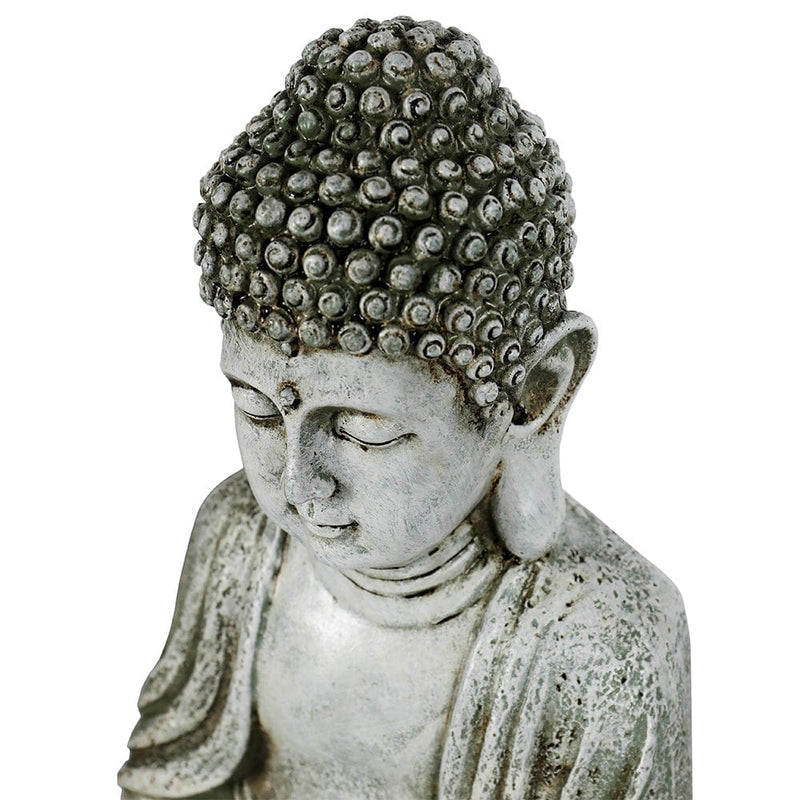 Meditating Sitting Buddha Solar Lights Outdoor Statue Gray
