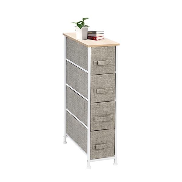 Narrow Dresser, Vertical Storage Unit With 4 Fabric Drawers
