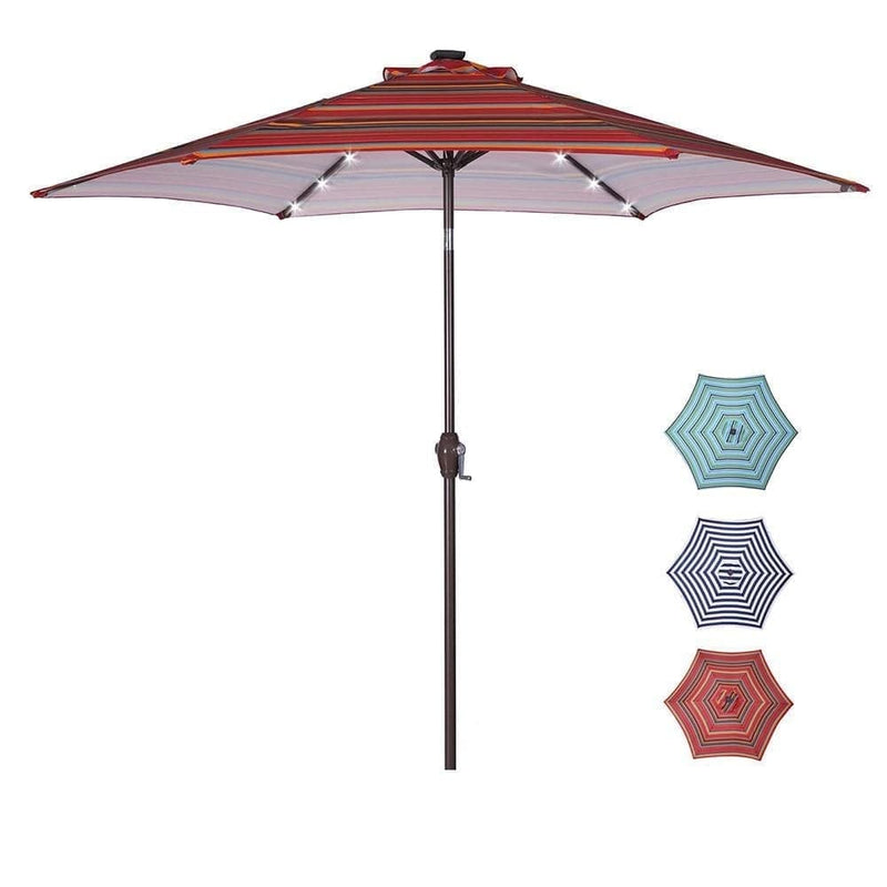 Outdoor Patio 8.7-Feet Market Table Umbrella with Push Button Tilt and Crank, Red Stripes