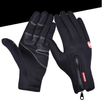 Black1 2pcs / M / PU section Outdoor Waterproof Gloves Windproof Warm Fleece Mountaineering Gloves