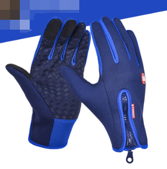 Sapphire / L / Zipper Outdoor Waterproof Gloves Windproof Warm Fleece Mountaineering Gloves