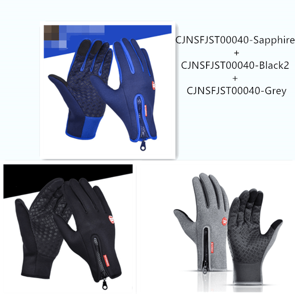 3pcs a Set / S / Zipper Outdoor Waterproof Gloves Windproof Warm Fleece Mountaineering Gloves