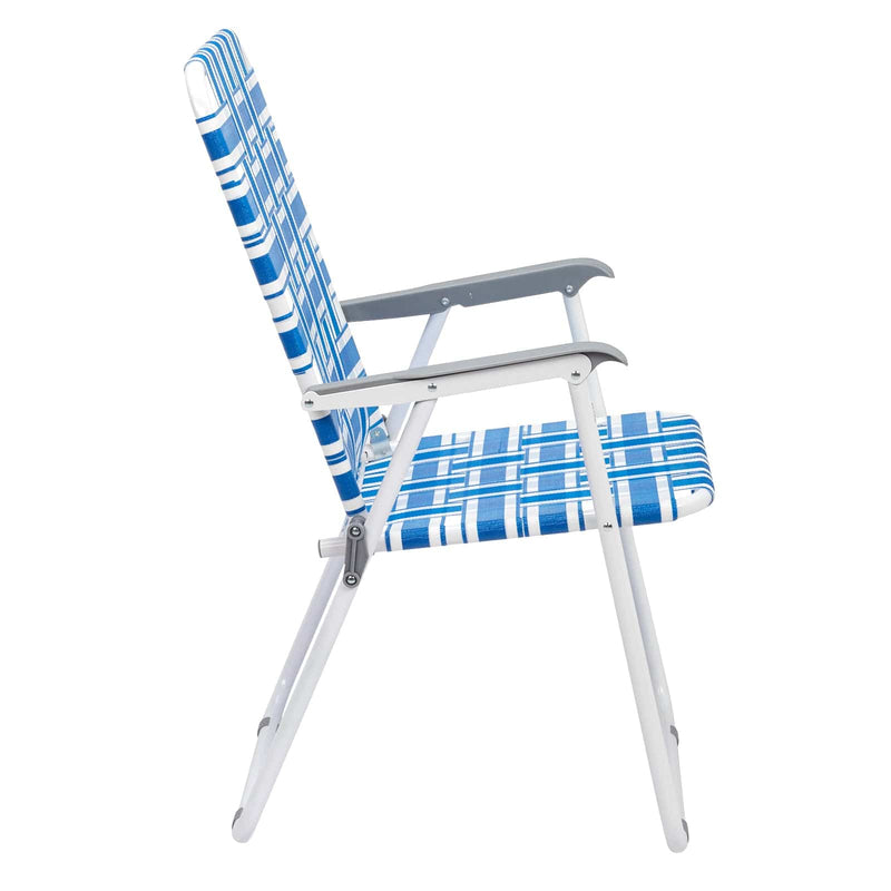 2pcs Steel Tube Folding Beach Chair Blue& White Strip