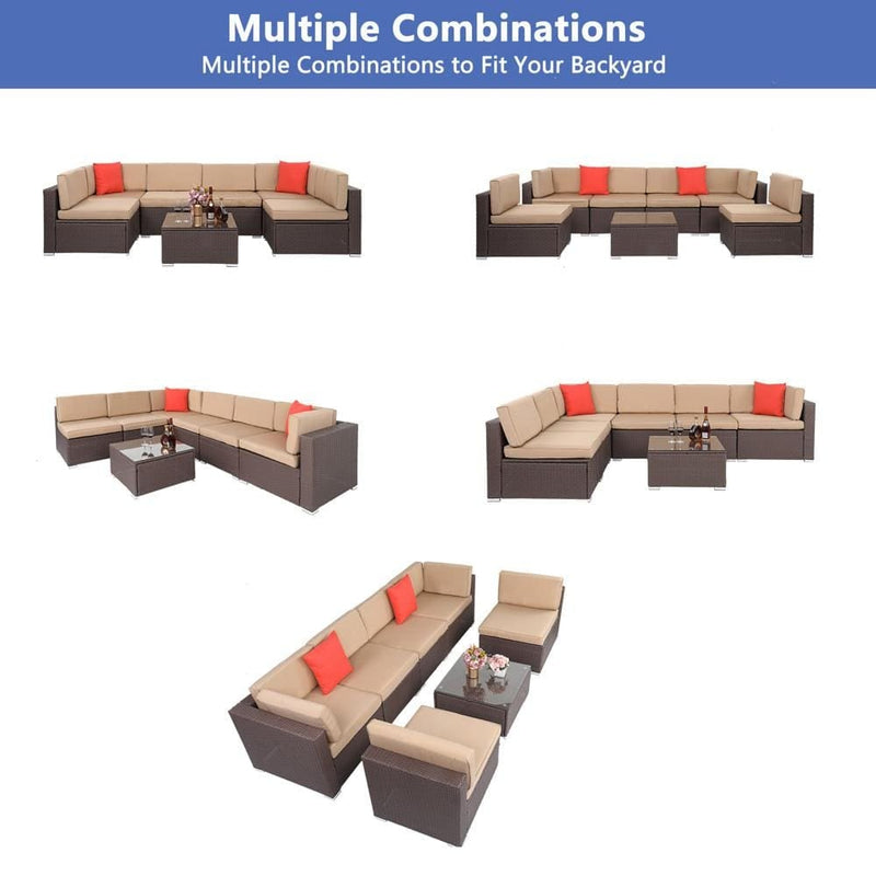 Large Seven-Piece Patio Furniture Set