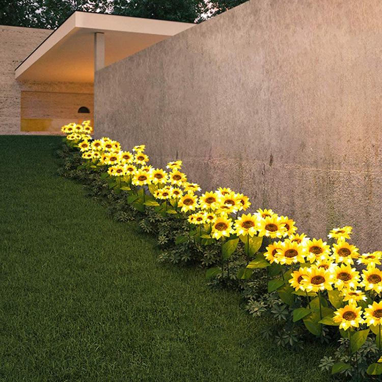 10pcs Yellow LED Solar Sunflower Lamps Garden Lawn Lamp