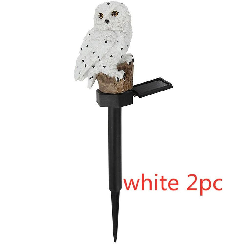 2PC White Owl Solar Light With Solar LED Outdoors Solar Garden Light