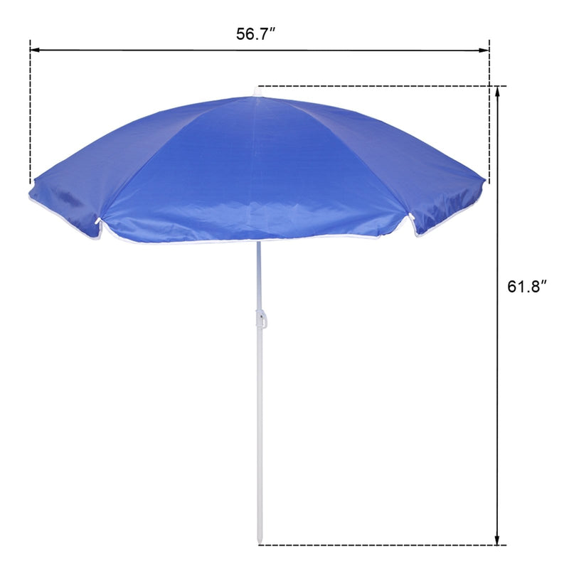 Portable Outdoor Folding Chair 2-seat with Removable Sun Umbrella Blue