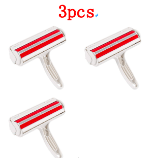 Red 3pcs 2-Way Lint Sticking Pet Hair Remover Roller Pet Hair Cleaning Brush