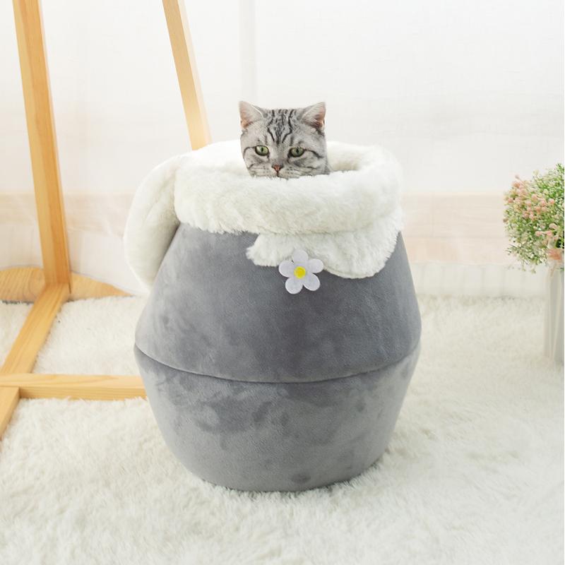 Grey / S 3 in1 Pet Bed for Cat Dog, Pet Bed Sleeping Bag
