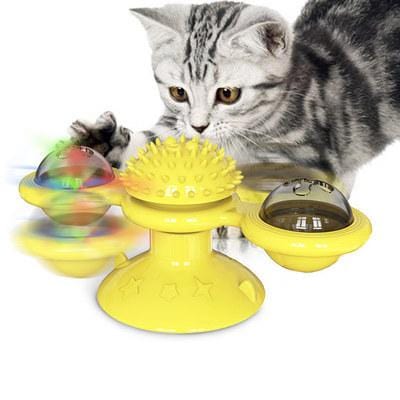 Yellow Cat Turntable Cat Windmill Toy Glowing Toy