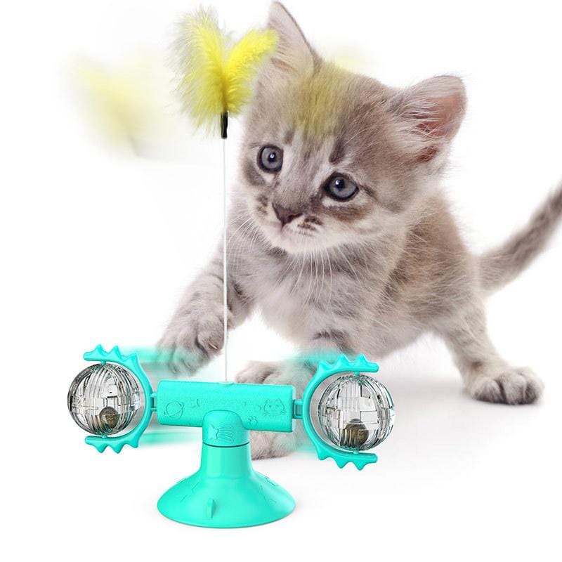 Blue Turntable Cat Turntable Cat Windmill Toy Glowing Toy