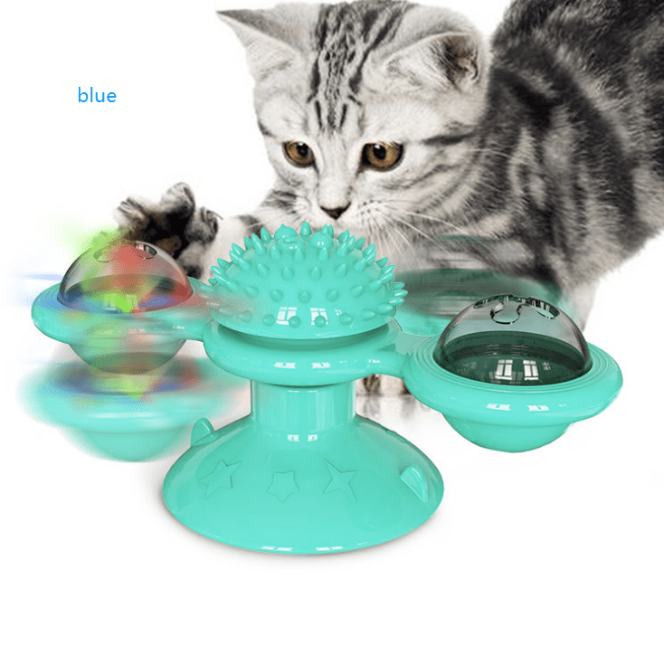 Blus 3pcs Cat Turntable Cat Windmill Toy Glowing Toy