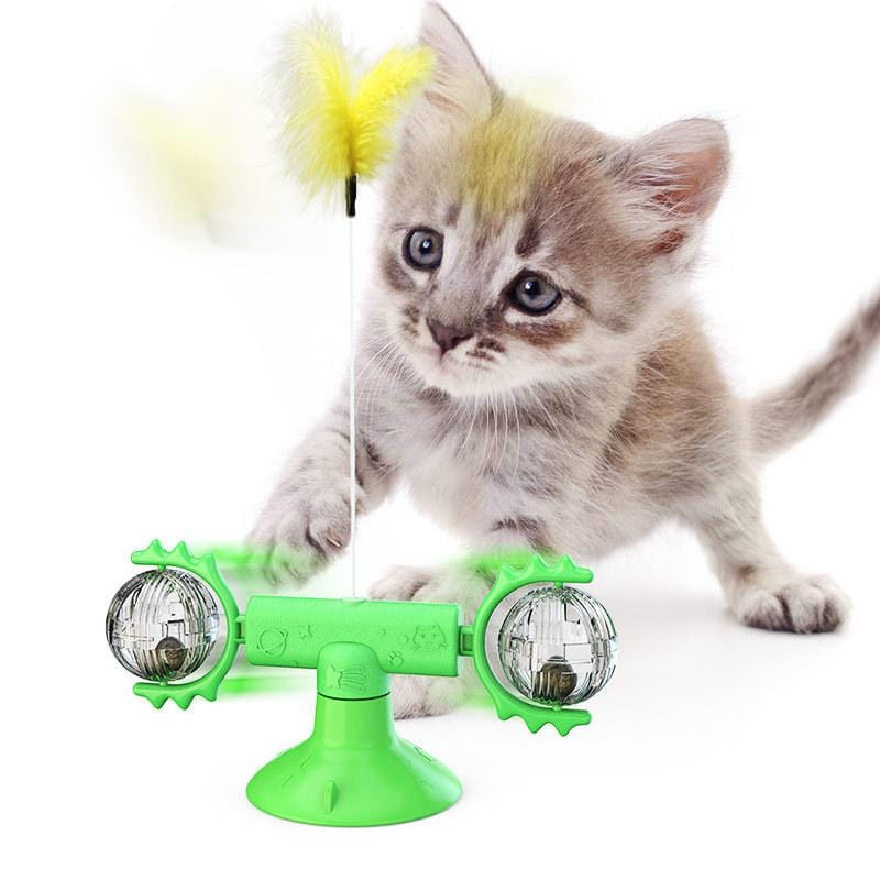 Green Turntable Cat Turntable Cat Windmill Toy Glowing Toy