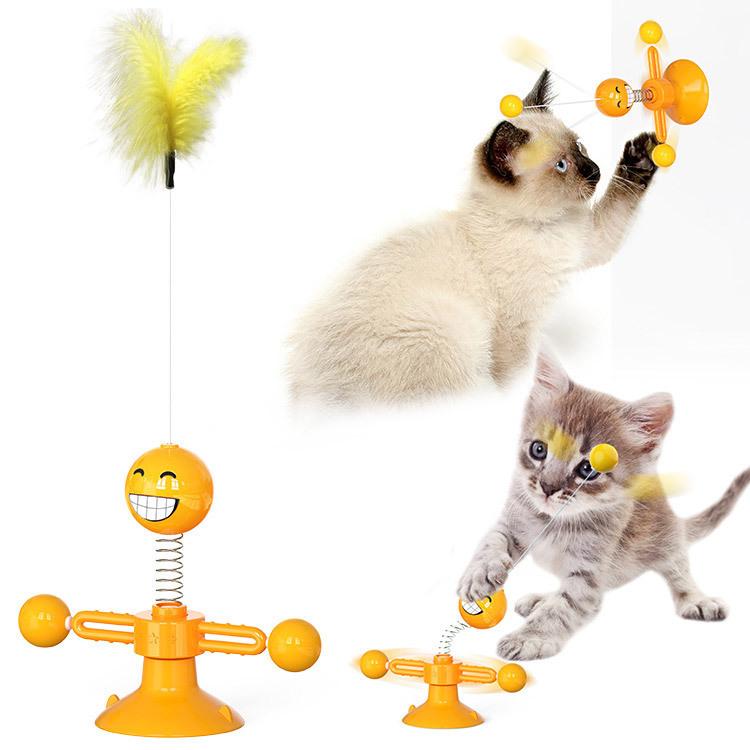Orange Spring man Cat Turntable Cat Windmill Toy Glowing Toy