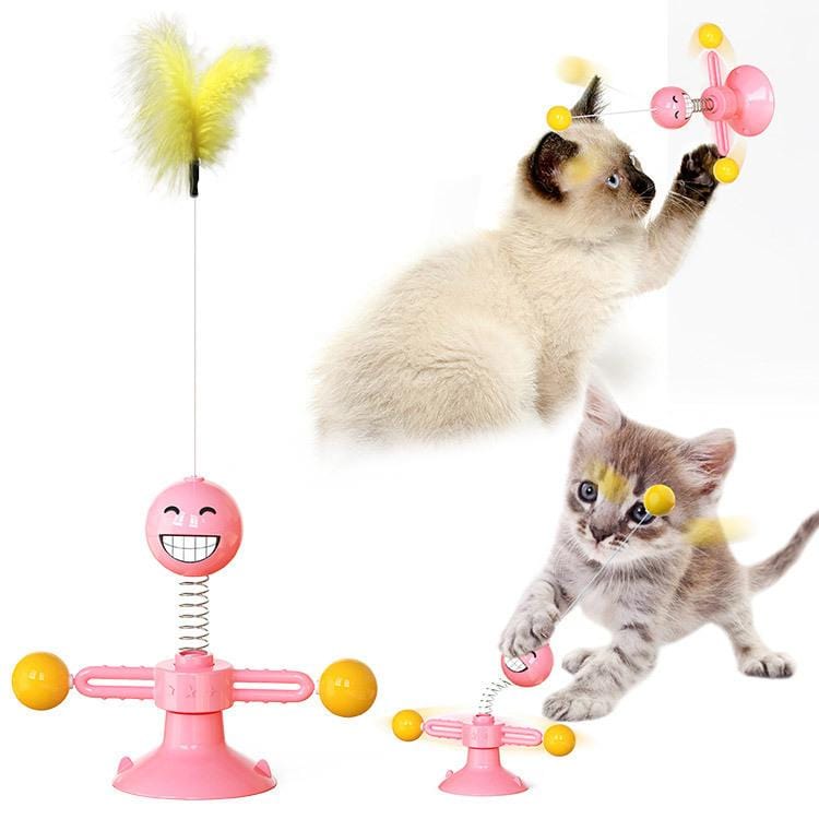 Pink Spring man Cat Turntable Cat Windmill Toy Glowing Toy