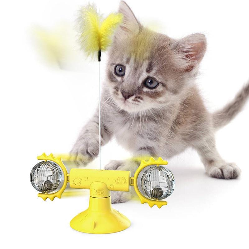 Yellow Turntable Cat Turntable Cat Windmill Toy Glowing Toy