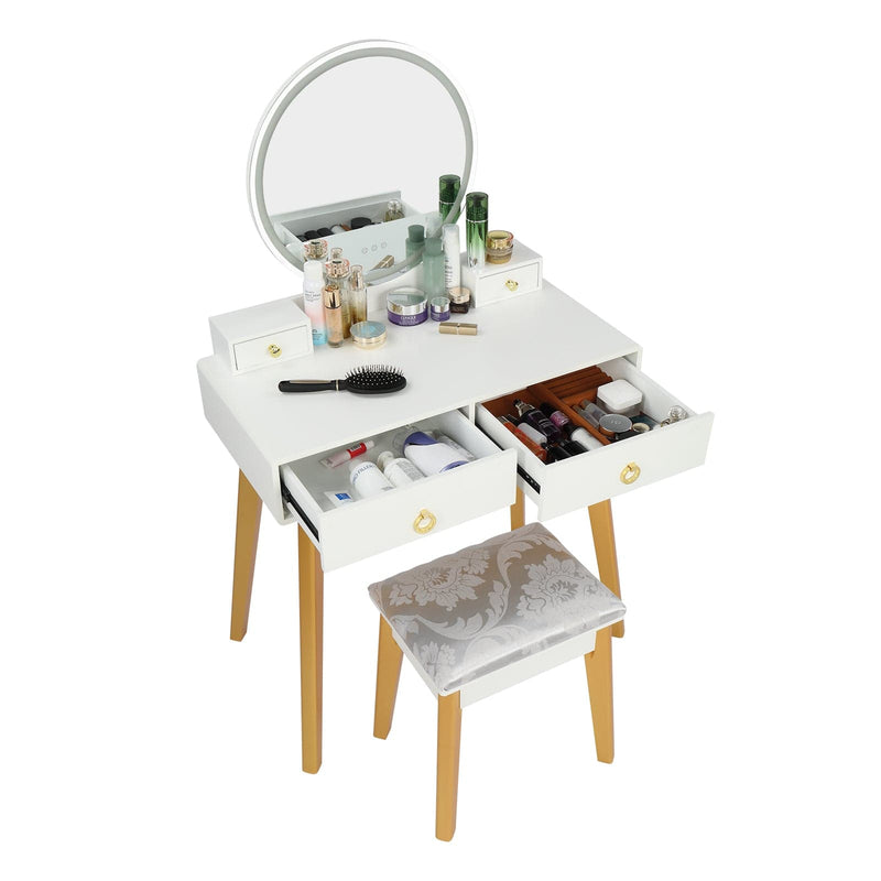 Simple Makeup Table With Lamp Three Color Adjustable