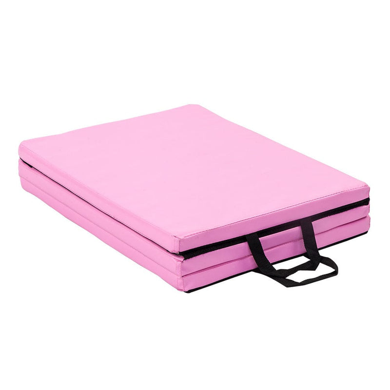 Tri-fold Gymnastics Yoga Mat with Hand Buckle Pink