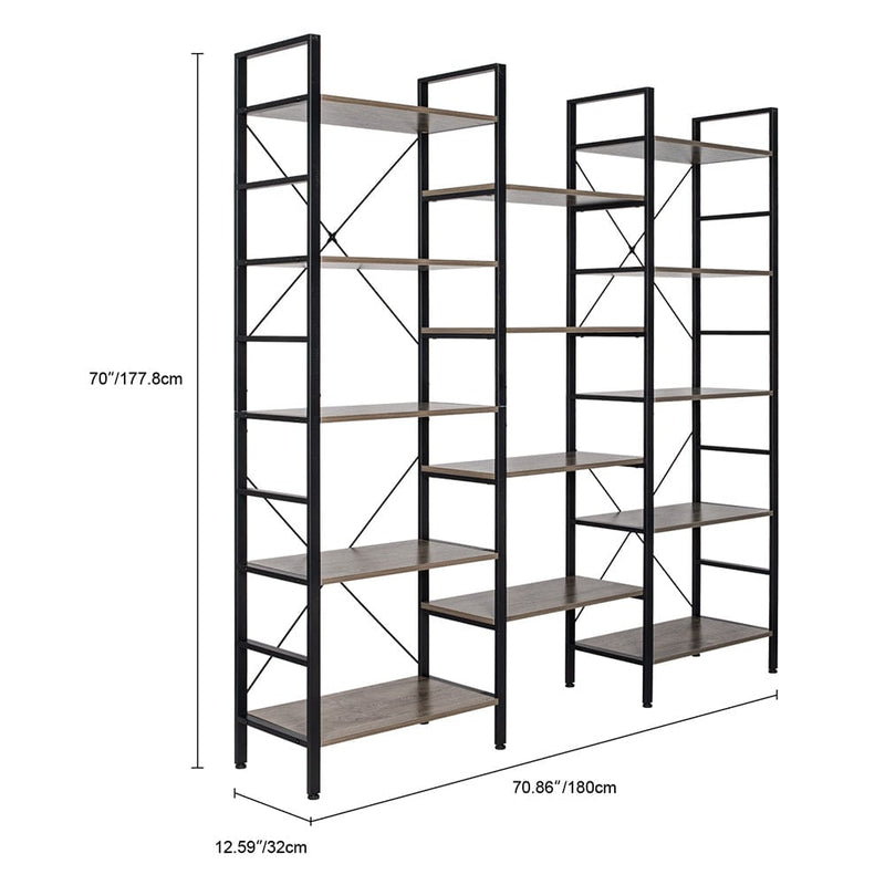 Triple Wide 5-Shelf Bookcase