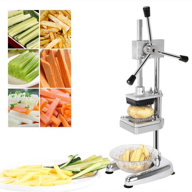 Vertical French Fries Machine with Three 3/8" & 1/4" & 1/2" Blades Silver