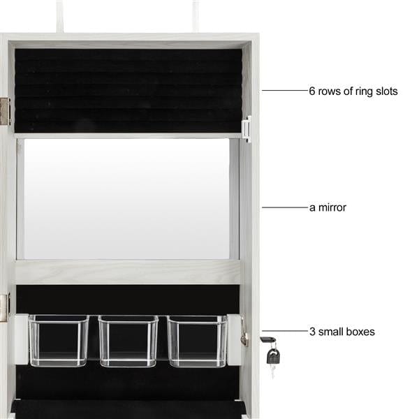 Whole Body Dressing Mirror Jewelry Cabinet White